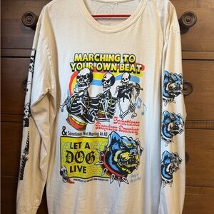 Marching Skeletons Long Sleeve Shirt - Cream (Boss Dog)